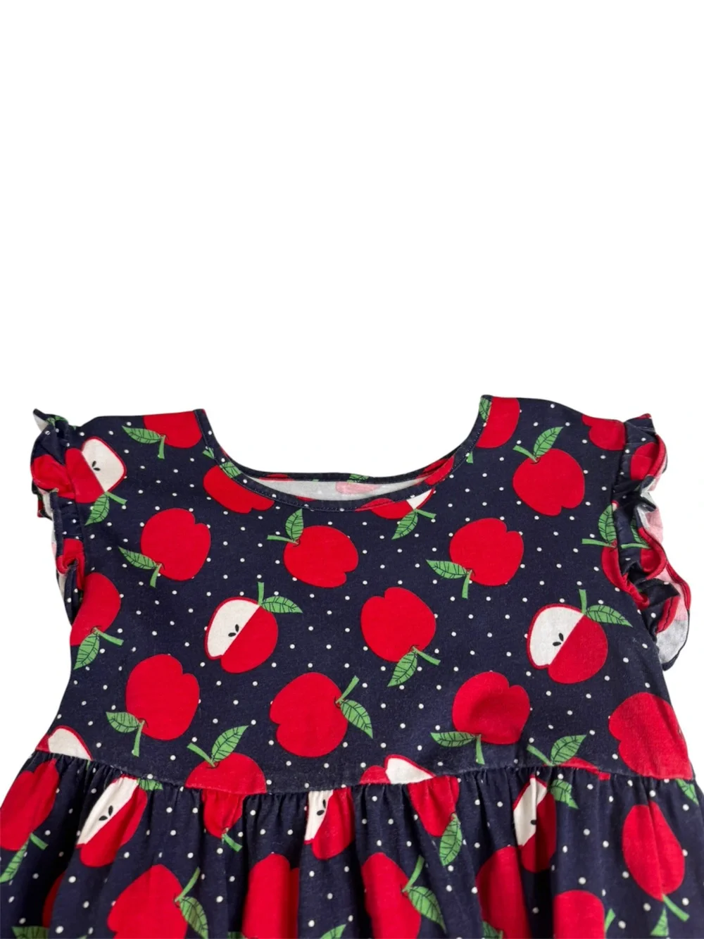 The Children's Place Navy Dress with Red Apple Print 3T